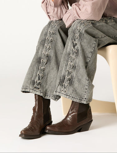 BROWN COWBOY ANKLE BOOT