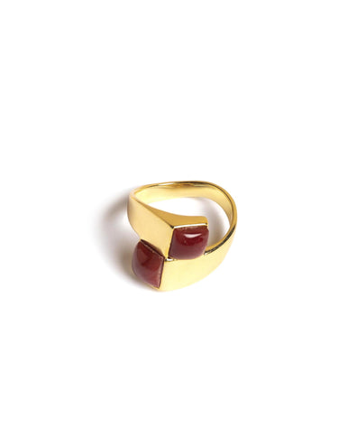 DOUBLE SQUARE GARNET RING
