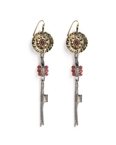 PENDIENTES PIEDRAS REDONDA ROJA