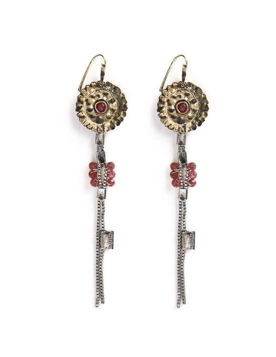 RED ROUND STONE EARRINGS
