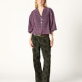 GREEN FLORAL CORDUROY PANTS