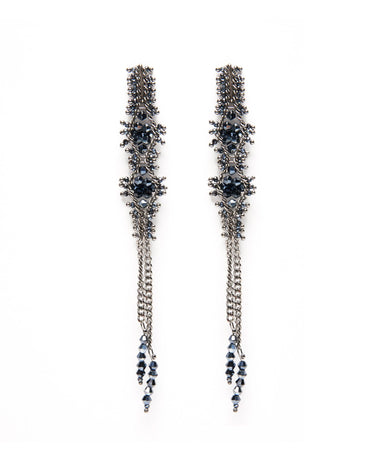 PENDIENTE BEADS ANTRACITA ROMBO