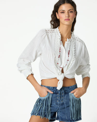RAW DRAWSTRING LACE SHIRT