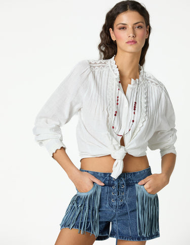 RAW DRAWSTRING LACE SHIRT