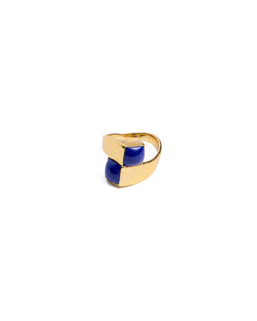 ANILLO GEOMÉTRICO BLUE DORADO
