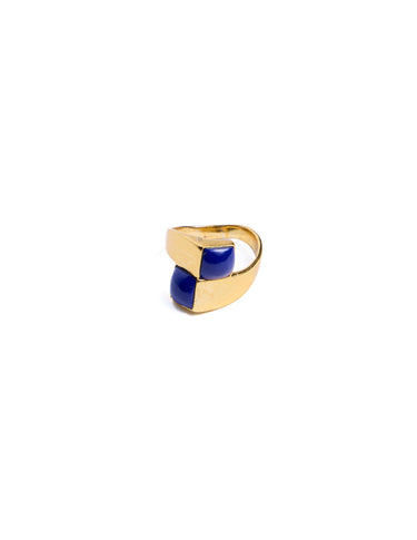 ANILLO GEOMÉTRICO BLUE DORADO