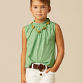 GATHERED NECK T-SHIRT GREEN
