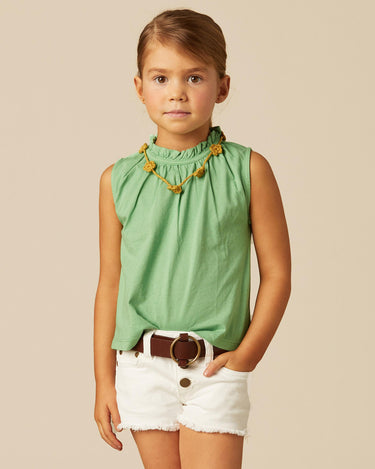 GATHERED NECK T-SHIRT GREEN