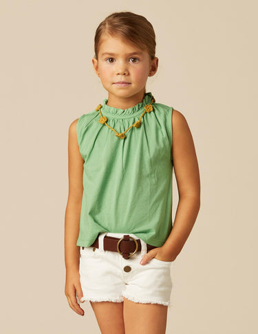 GATHERED NECK T-SHIRT GREEN