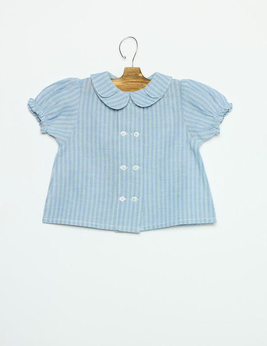 DOUBLE COLLAR SHIRT BLUE STRIPE