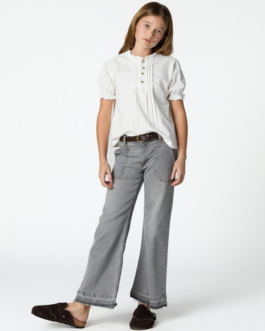 Light gray denim wide-leg jeans