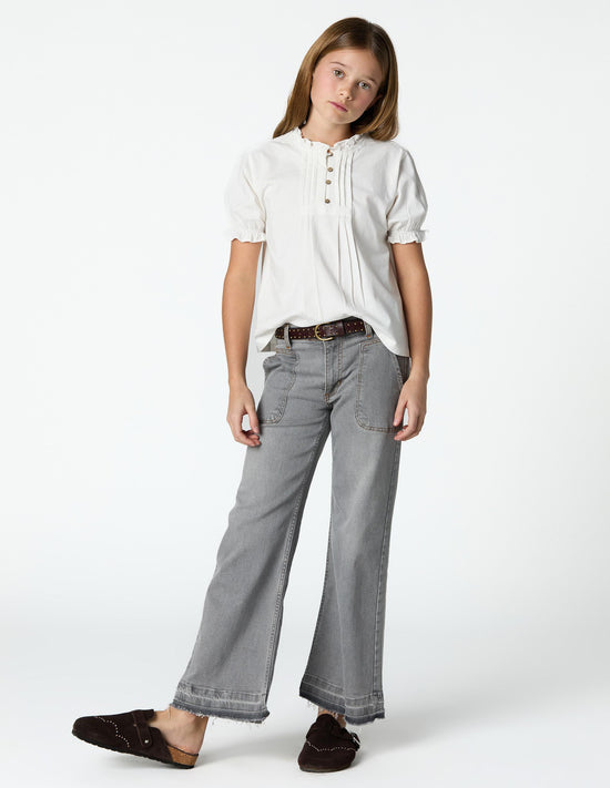 Light gray denim wide-leg jeans