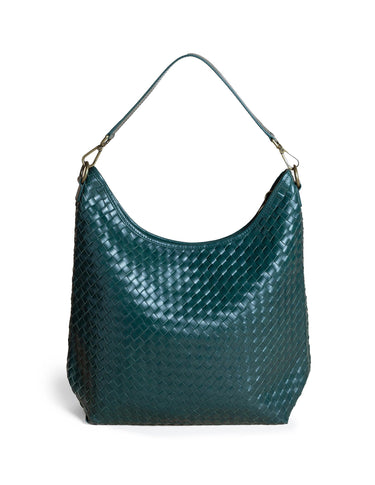 BOLSO TRENZADO PIEL VERDE