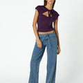 TROUSERS POCKETS STITCHING STRIPES BLUE