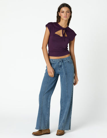 TROUSERS POCKETS STITCHING STRIPES BLUE