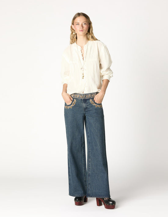 PANTALÓN BORDADO CINTURILLA BLUE