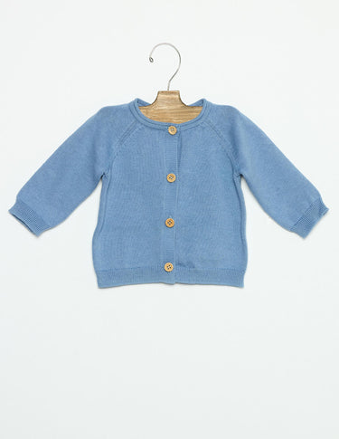 BABY ANILINE BLUE BUTTON-DOWN JACKET