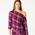 TOP ASIMETRICO CUADROS PLUM
