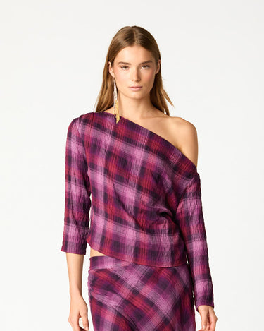 TOP ASIMETRICO CUADROS PLUM