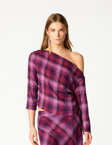 TOP ASIMETRICO CUADROS PLUM