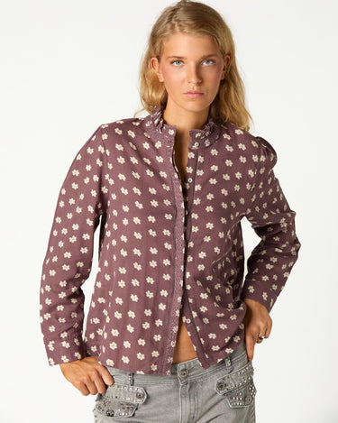 CAMISA BORDADO CUELLO LEAF CHOCOLATE