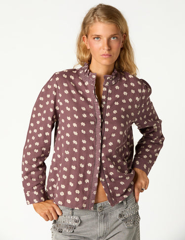 CAMISA BORDADO CUELLO LEAF CHOCOLATE