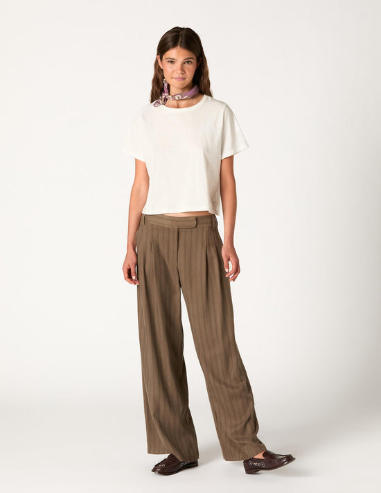 LIGHT BROWN STRIPED TROUSERS
