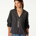 CAMISA ANTRACITA BORDADO BEADS