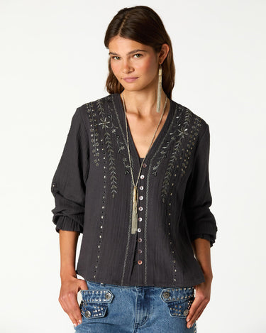 CAMISA ANTRACITA BORDADO BEADS