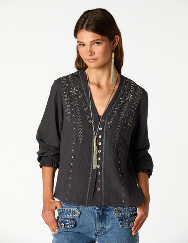 CAMISA ANTRACITA BORDADO BEADS