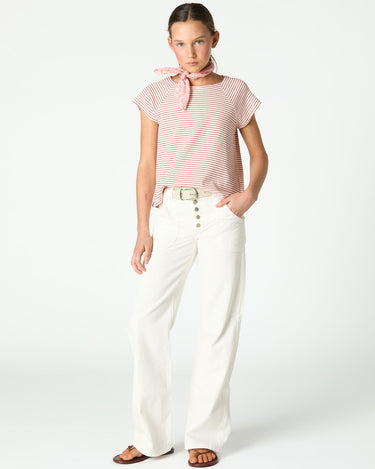 WHITE DENIM PANTS WITH POCKETS