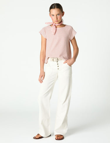 WHITE DENIM PANTS WITH POCKETS