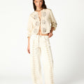 BRAIDED FRONT TROUSERS ECRU