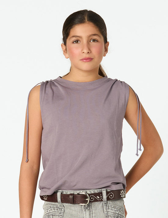 OVERCAST RUFFLED SHOULDER T-SHIRT