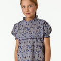 BLUE STITCHING FLORAL PRINT SHIRT