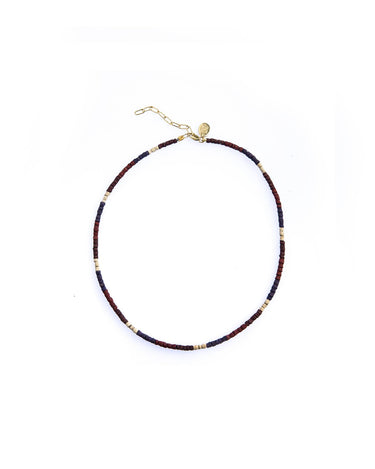 SHORT NECKLACE WITH BEADS, PURPLE