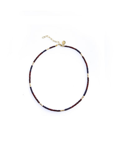 SHORT NECKLACE WITH BEADS, PURPLE