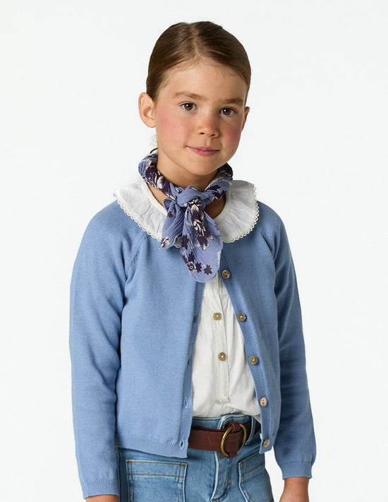 KNITTED JACKET WITH BUTTONS ANILINE BLUE