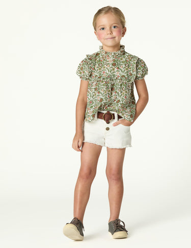 WHITE BUTTON SHORTS
