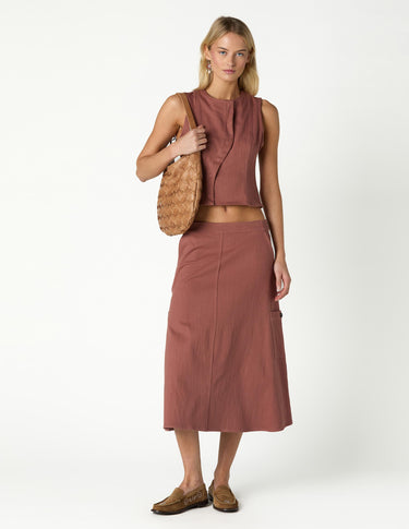 TERRACOTTA CARGO POCKET SKIRT