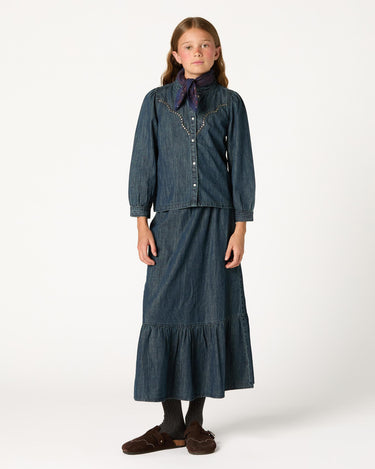 FALDA DENIM VOLANTE