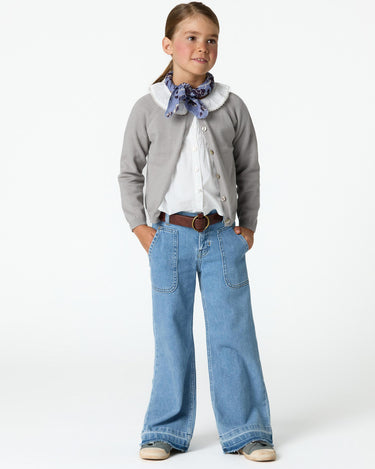 BLUE WIDE LEG DENIM PANTS