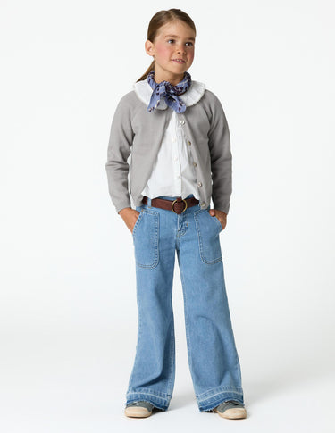 BLUE WIDE LEG DENIM PANTS