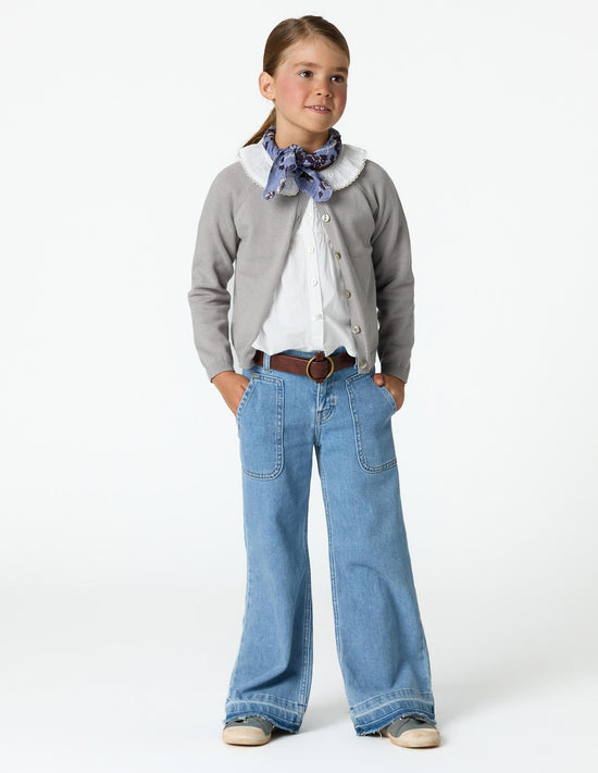 BLUE WIDE LEG DENIM PANTS