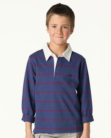 SUDADERA POLO RAYAS AZUL