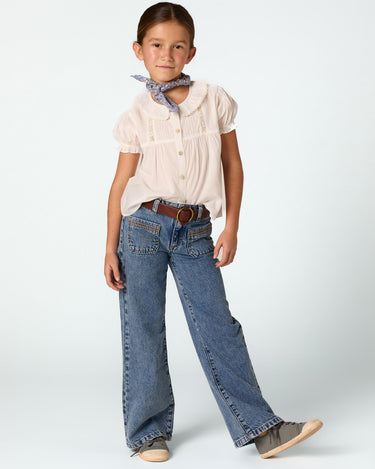 BLUE TROUSERS WITH POCKET DETAIL