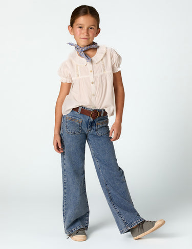 BLUE TROUSERS WITH POCKET DETAIL