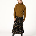 ANTHRACITE FLOWER RUFFLED SKIRT