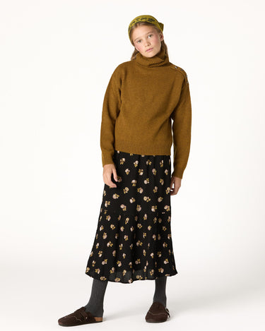 ANTHRACITE FLOWER RUFFLED SKIRT