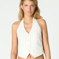 ECRU LINEN HALTER VEST